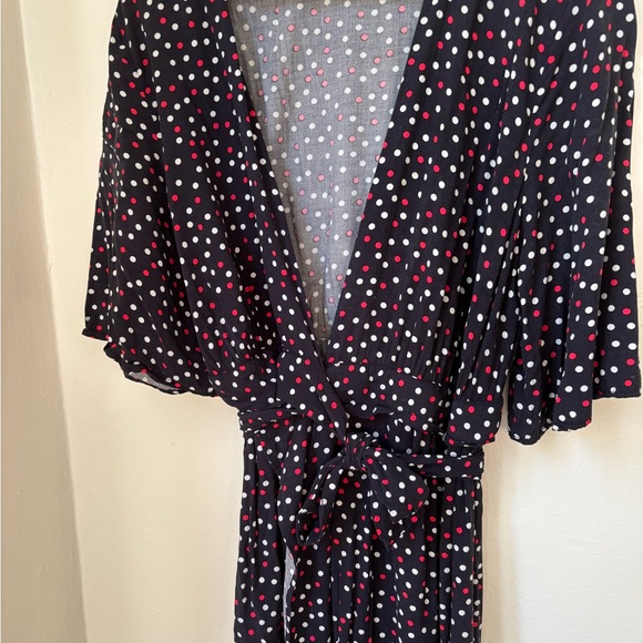 Zara Navy blue red and White Polka Dot wrap around Maxi Dress - Picture 2 of 7
